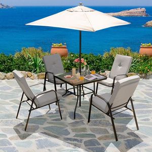 Ensemble de 4 chaises de salle à manger pour patio avec coussins à dossier haut et design empilable - Product Image 5