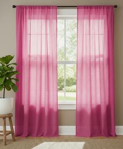 Pink Solid 100% Cotton Rod Pocket <b>Curtain</b> Dust Proof High Shading Eco-Friendly Features-Bohemian Style for Living Room - Product Image 4