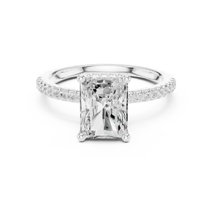 Bague solitaire en or massif 18 carats avec halo caché, diamant de laboratoire rond radiant, pierre synthétique 2 carats, unisexe, pour demande en mariage, certifiée IGI - Product Image 5