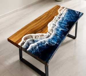 Modern Handmade Solid Wood <b>Epoxy</b> Resin River <b>Coffee</b> <b>Table</b> Live Edge Custom Luxury Living Room Home Villa Furniture - Product Image 2