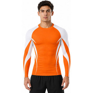 Chemise de protection solaire unisexe à manches longues orange et blanche, séchage rapide, UPF50+, écologique, respirante, en polyester, pour adultes - Product Image 4