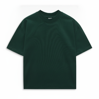 T-shirt décontracté pour homme en tricot vert foncé à col rond uni