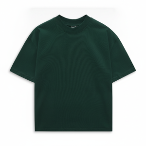 เสื้อยืดคอกลมสีเขียวเข้มสำหรับผู้ชายแบบถักเนื้อผ้าเรียบสไตล์ลำลอง - Product Image 5