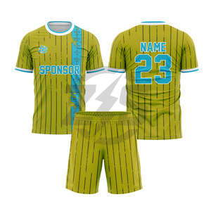 ชุดเสื้อฟุตบอลลายทางสีม่วงเขียว Zersia International สำหรับผู้ใหญ่ แบบ unisex ระบายอากาศได้ดี ผลิตจากโพลีเอสเตอร์ พิมพ์ลายแบบ Sublimation Transfer  สามารถสั่งทำได้ - Product Image 6