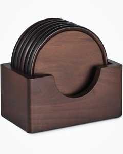 Ensemble de sous-verres classiques en bois naturel fabriqués à la main, 4 sous-verres rectangulaires résistants à la chaleur pour boissons, tasses à café, verres à vin - Product Image 1