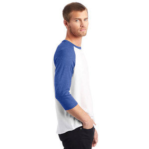 เสื้อยืดแขนยาวสีขาวน้ำเงินสำหรับผู้ชาย คอกลม ทรงหลวม ผ้าเจอร์ซีย์ 100% ผ้าฝ้าย สีพื้น ไม่ยับ น้ำหนัก 320 กรัม โลโก้ด้านหน้า - Product Image 4