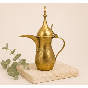 Handmade Arabic Dallah Coffee <b>Pot</b> Pure Brass Gold Finish Traditional Hand Engraved Middle Eastern <b>Tea</b> <b>Pot</b> for Home & Hotel Decor - Product Image 2