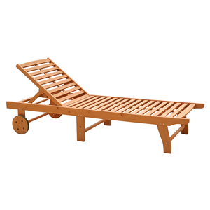 Poltrona da esterno in legno pieghevole in Teak con ruote comodo Patio reclinabile lettino - Product Image 1