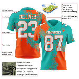 Camiseta de Fútbol Americano Sublimada Personalizada para Hombre, Manga Corta, Cuello en V, Absorbe la Humedad, Nombre del Equipo 00, Estampado Tropical, Uniforme - Product Image 5