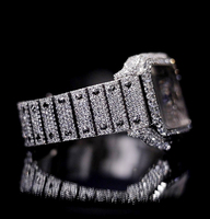 Montre de luxe Hip Hop sertie de diamants Moissanite VVS, cadran carré, pour homme et femme, idéale pour un cadeau.
