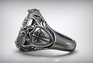 Bague Saint-Michel en argent sterling 925 de luxe, design épée d'ange guerrier, bijou fantaisie antique pour homme et femme - Product Image 3