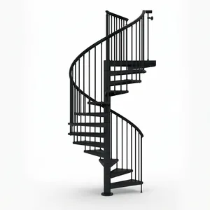 Escalier en spirale en fer avec rampe métallique, design moderne, pour usage extérieur en villa, fixation par boulons, durable - Product Image 2