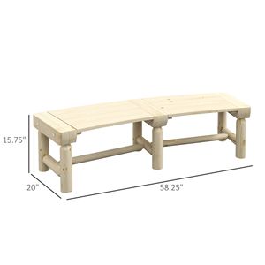 Panca da Giardino Semicircolare in Legno per Esterni, Finitura Naturale per Centri Commerciali e Cortili - Product Image 3