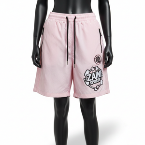 Shorts cortavientos para mujer, ligeros, de tela de poliéster tejida, con paneles laterales de malla, logotipo personalizado con transferencia térmica. - Product Image 1