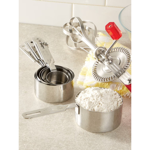 Set Of 5 Eco-Friendly Stainless Steel <b>Measuring</b> Cups And <b>Spoon</b> Shiny Polished Handcrafted Tabletop Best For Hotel And Wedding - Product Image 6