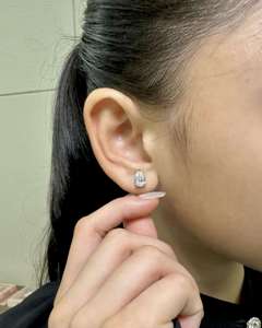 Pear Cut Lab Grown Diamond <b>Studs</b> 925 <b>Sterling</b> <b>Silver</b> Three Prong Solitaire Certified Luxury Fine Jewelry Earrings For Women - Product Image 1