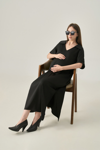 Polo de satén de seda transpirable con cuello en V, manga regular, tejido minimalista, cintura holgada, midi, con botones, para verano, OEM ODM - Product Image 4