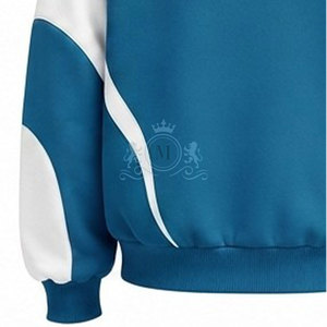 Custom Logo Blue White Color Blocking Tracksuit 100% Set Full <b>Zip</b> <b>Hooded</b> 450 Gsm Sweatshirt Pants - Product Image 4