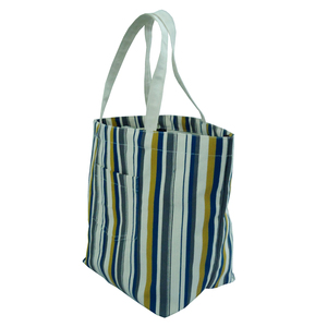 Sac fourre-tout en toile naturelle 12 OZ à rayures multicolores avec poche intérieure suspendue et poche extérieure en V, doublure en taffetas de polyester - Product Image 2