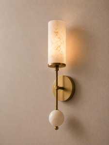 Aplique de pared moderno de latón con pantalla de mármol, iluminación interior redonda para la entrada del hogar. - Product Image 4