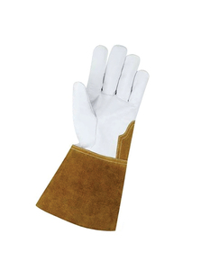 Holy Signs International HSI-1450 Extra Long Leather Welding <b>Gloves</b> Fleece Lining Molten Metal Splash Test <b>Type</b> B MIG/TIG Use - Product Image 3