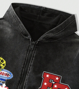 Hoodie streetwear personnalisé à fermeture éclair, coton lourd, coupe ample, fabricant OEM ODM Pakistan - Product Image 3