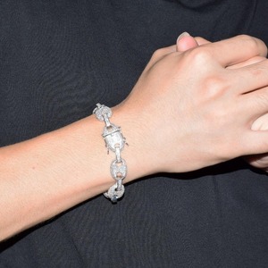 Low MOQ Cheap Men Cuban Link <b>Chain</b> Bracelets Hip Hop Jewelry Copper <b>Iced</b> Cubic Zircon Bracelet - Product Image 3