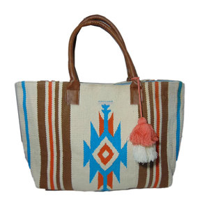 New Women's Beach Fashion Handloom Fabric Multicolored Handcrafted Cotton Tote Bag Large Capacity Stylish Shoulder <b>Handbag</b> - Product Image 1