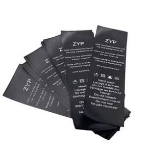 Etiquetas Tejidas Personalizadas de Lujo Ecológicas de Corte Recto, Etiquetas de Satén Negro para Prendas, Etiquetas de Marca de Ropa de Calidad, Diseño de Logotipo Personalizado para Camisas - Product Image 1