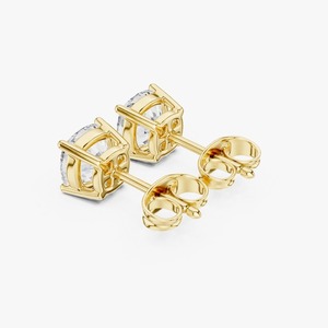 Pendientes de Diamantes Cultivados en Laboratorio con Corte Cojín de 1.80 CTW, Oro Amarillo de 9K, Cuadrados, 4 Puntas, Venta al por Mayor, Joyería Fina OEM - Product Image 3