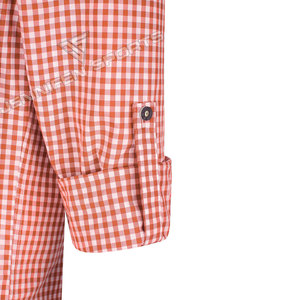 Mens Bavarian Oktoberfest <b>Mandarin</b> 100% Cotton Checkered Fabric <b>Collar</b> Formal Summer Knitted Yarn Dyed OEM Service <b>Shirt</b> - Product Image 4