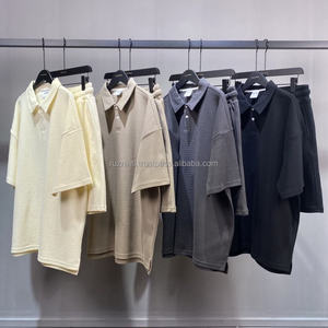 Chemise unie pour homme en coton à manches courtes, coupe décontractée, respirante, extensible, séchage rapide, col élégant, idéale pour l'été - Product Image 3