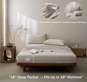 Parure de lit imprimée 100 % lin respirante, douce et confortable, fournisseur OEM de textiles de maison, ensembles de draps plats et housses de matelas - Product Image 3