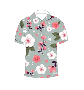 เสื้อโปโลสีเทาลายดอกไม้แบบกำหนดเอง ระบายอากาศได้ดี น้ำหนักเบา เหมาะสำหรับทีมกอล์ฟ แขนสั้น พิมพ์ลายแบบซับลิเมชั่น เสื้อผ้าลำลองสำหรับออกกำลังกาย - Product Image 6