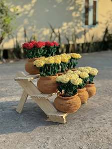 Fleurs faites à la main au crochet, plantes en pot, fleurs artificielles pour toujours, cadeau à un ami, parfait pour la décoration intérieure, fabriqué OEM au Vietnam - Product Image 1