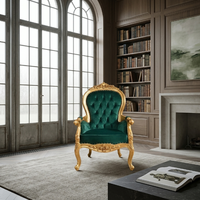 Fauteuil d'appoint baroque de luxe, cadre sculpté doré, revêtement en velours, style royal, mobilier personnalisé, cadeau, OEM