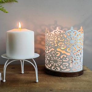 Portavelas de Metal Blanco con Diseño de Corte de Diamante para Decoración del Hogar, Bodas, Fiestas, Eventos, Regalos - Product Image 2