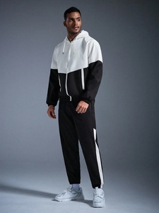 Men's Winter Solid Hooded Tracksuit Style <b>Long</b> <b>Sleeve</b> Gym Outfit Quick Dry Breathable 100% Cotton Sports <b>Training</b> Wear - Product Image 5
