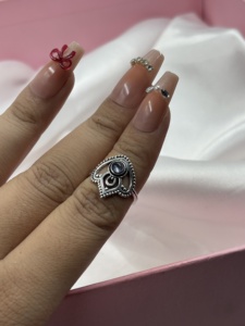 Handmade <b>Crown</b> Set In Silver Plated Amethyst <b>Ring</b> Vintage Round Shape Statement <b>Ring</b> For Women - Product Image 2