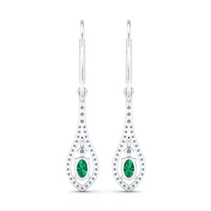 REYES Wholesale Price 14K Solid Gold Emerald Gemstone <b>Dangle</b> Drop <b>Earrings</b> For Women GRA Certified Moissanite Fine Jewelry - Product Image 4