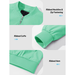 Chaqueta Bomber Blanca para Mujer, Prenda Exterior Neutral, Cierre Completo, Ropa para Combinar en Capas, Chaqueta Minimalista de Longitud Regular - Product Image 5