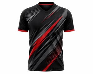 T-shirt sportif à manches courtes pour homme, motif géométrique noir et gris, col en V, séchage rapide, coupe régulière, tricoté en polyester - Product Image 5