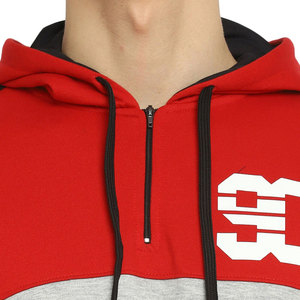 Men's Hooded Tracksuit <b>Set</b> Black Red Color Blocking Full Sleeve Casual Sweatshirt And Pants With Drawstring Closure - Product Image 6