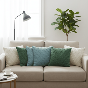 Juego de 6 Fundas de Almohada Decorativas SOGA de 45 cm, Diseño de Punto Trenzado Crema, 2 Turquesa, 2 Azul Cielo, 2 Fundas de Punto Trenzado Crema - Product Image 2