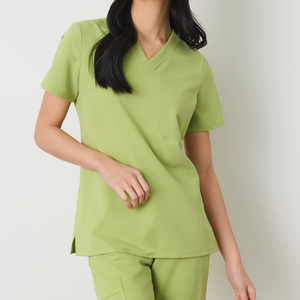 Women Medical Nurse Scrubs <b>Set</b> V Neck Scrub Shirt Pants with Pockets Hospital Uniform Workwear Wholesale OEM Supplier - Product Image 3