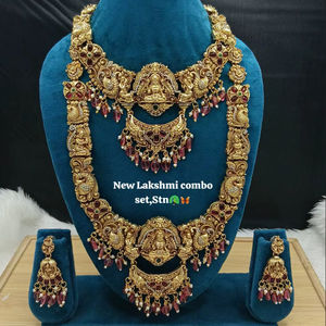 Conjunto nupcial étnico de latón de alta calidad con diseño de diosa de circonita, chapado en oro rosa, para fiesta de compromiso, estilo tradicional del sur de la India - Product Image 1