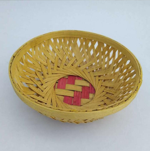 Charming Luxury Round Open-Weave <b>Bamboo</b> Gift Box <b>Basket</b> Attached Lid Metal Handle Hanging Function Available Wholesale Prices - Product Image 3