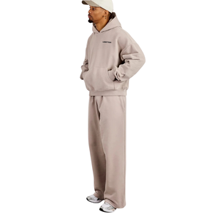 Mens Relaxed Pullover Hoodie with Wide Leg Open Hem <b>Trousers</b> Two Piece Tracksuit Adjustable Hem Drawstring Waist Long Sleeve Set - Product Image 5