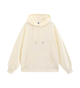 Sweat-shirt à capuche unisexe surdimensionné en coton molletonné uni, avec poche avant, manches classiques, idéal pour l'automne - Product Image 2