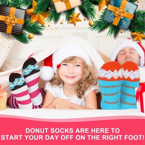 Customized Funny Donut Macaron Knitted Cotton Bamboo Crew Socks Eco-Friendly Anti-Bacterial Breathable Cute <b>Funky</b> Women - Product Image 5